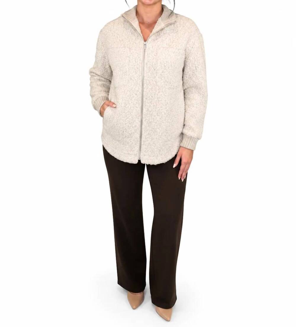 NEW CHARLIE B zipper front boucle jacket in beige